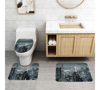 WXWJSHMGC Lot de 3 tapis de bain antidérapants et super pelucheux avec vue aérienne Hong Kong