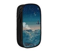 WXWJSHMGC Magical Nights Print Trousse à crayons double couche avec fermeture éclair - Tissu durable pour stylos - Idéal pour les étudiants, Noir , Taille unique, Trousse de beauté