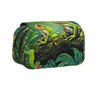 WXWJSHMGC Many Frogs Sing On The Branches Summer Butterflies Lake Water Print Pen Case Bag - Portable Double Layer Storage Pencil Bag for Children Girls Boys and Adults, Noir , Taille unique, Trousse