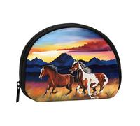 WXWJSHMGC Mini porte-monnaie imprimé chevaux en cours d'exécution pour femmes et filles, petite pochette de rangement pour pièces de monnaie, taille unique, décontracté