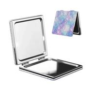 WXWJSHMGC Miroir de maquillage compact à motif écailles de sirène, miroir de poche portable avec grossissement 1x/2x, miroir de maquillage pliable de voyage pour sac à main