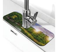 WXWJSHMGC Mountain Valley Tapis de séchage absorbant pour évier de cuisine avec imprimé arc-en-ciel pour robinets de cuisine, comptoirs