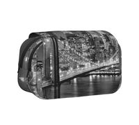 WXWJSHMGC New York Print Pen Case Bag Portable Double Layer Storage Pencil Bag for Children Girls Boys and Adult