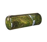 WXWJSHMGC Petite trousse à crayons en cuir imprimé pont et cascade avec fermeture éclair pour stylos, maquillage, cosmétiques, papeterie, pour l'école, le travail, le bureau, doré, Taille unique