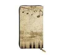 WXWJSHMGC Portefeuille long en cuir synthétique avec notes de musique sur vieux papier imprimé tendance pour femmes, hommes