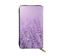 WXWJSHMGC Portefeuille romantique violet lavande imprimé mode long shopping pochette pochette sac à main en cuir PU sacs à main pour dames, portefeuilles pour hommes