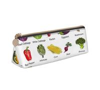 WXWJSHMGC Présentation de divers étui à crayons en cuir imprimé légumes, étui à stylo-plume, trousse à crayons personnalisée portable grande capacité pour l'école secondaire filles garçons