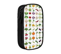 WXWJSHMGC Présentation de divers légumes Imprimés Grande Capacité Double Couche Trousse à Crayon avec Fermeture Éclair - Tissu Durable Pochette d'école pour Stylos, - Idéal pour les étudiants, Noir