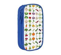 WXWJSHMGC Présentation de divers légumes Imprimés Grande Capacité Double Couche Trousse à Crayon avec Fermeture Éclair - Tissu Durable Pochette d'école pour Stylos, - Idéal pour les étudiants, bleu
