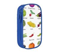 WXWJSHMGC Présentation de divers légumes Imprimés Grande Capacité Double Couche Trousse à Crayon avec Fermeture Éclair - Tissu Durable Pochette d'école pour Stylos, - Idéal pour les étudiants, bleu