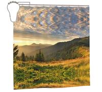 WXWJSHMGC Rideau de douche imperméable à imprimé lever de soleil pour salle de bain, rideau de feuilles, décoration de salle de bain avec 12 crochets de rideau, 183 x 183 cm