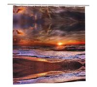 WXWJSHMGC Rideau de douche imperméable imprimé lever de soleil plage pour salle de bain, rideau de feuilles, décoration de salle de bain avec 12 crochets de rideau, 183 x 183 cm