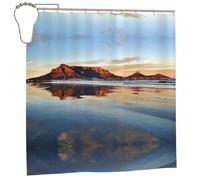 WXWJSHMGC Rideau de douche imperméable imprimé montagne au lever du soleil pour salle de bain, rideau de feuilles, décoration de salle de bain avec 12 crochets, 183 x 183 cm