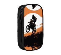 WXWJSHMGC Rider Silhouette Print Trousse à crayons double couche avec fermeture éclair - Tissu durable - Idéal pour les étudiants, Noir , Taille unique, Trousse de beauté