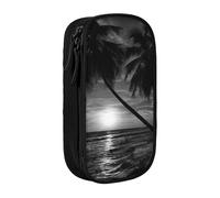 WXWJSHMGC Sea and Tree in The Night Print Trousse à crayons double couche avec fermeture éclair - Tissu durable pour stylos - Idéal pour les étudiants, Noir , Taille unique, Trousse de beauté