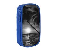 WXWJSHMGC Sea and Tree in The Night Print Trousse à crayons double couche avec fermeture éclair - Tissu durable pour stylos - Idéal pour les étudiants, bleu, Taille unique, Trousse de beauté