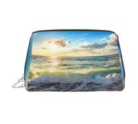 WXWJSHMGC Sea On The Boards Trousse de maquillage portable en cuir étanche pour pinceaux de maquillage (17 x 10,9 cm), doré, Taille unique
