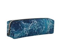 WXWJSHMGC Sea Seen from The Top Trousse à crayons simple en cuir avec poche métallique à fermeture éclair, pochette de rangement pour filles, garçons, étudiants, collège, Argenté., Taille unique