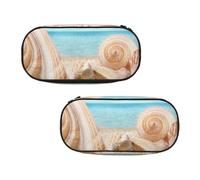 WXWJSHMGC Seashells by The Seashore Grande trousse à crayons avec 3 compartiments pour stylos, cartes, pièces de monnaie pour garçons et filles