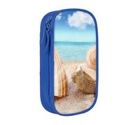 WXWJSHMGC Seashells by The Seashore Print Trousse à crayons double couche avec fermeture éclair - Tissu durable - Pochette d'école pour stylos - Idéale pour les étudiants, bleu, Taille unique, Trousse
