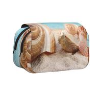WXWJSHMGC Seashells by The Seashore Trousse à crayons avec impression - Trousse de rangement portable double couche pour enfants, filles, garçons et adultes