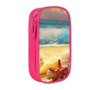 WXWJSHMGC Seashells On The Sandy Beach Trousse à crayons double couche avec fermeture éclair - Tissu durable - Pochette d'école pour stylos - Idéale pour les étudiants, rose, Taille unique, Trousse de
