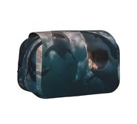 WXWJSHMGC Sharks Open Their Big Mouth Print Pen Case Bag - Portable Double Layer Storage Pencil Bag for Children Girls Boys and Adults