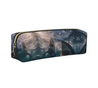 WXWJSHMGC Sharks Open Their Big Mouths Trousse à crayons en cuir imprimé simple, avec poche métallique à fermeture éclair, pochette de rangement pour filles, garçons, étudiants, collège, doré, One