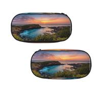 WXWJSHMGC Sunrise Over Hanauma Bay Oahu Grande trousse à crayons avec 3 compartiments pour stylos, cartes, pièces de monnaie pour garçons et filles