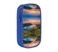 WXWJSHMGC Sunrise Over Hanauma Bay Oahu Trousse à crayons double couche avec fermeture éclair - Tissu durable pour stylos - Idéal pour les étudiants, bleu, Taille unique, Trousse de beauté