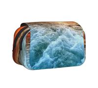 WXWJSHMGC The Beach Sunset Print Trousse à crayons double couche pour enfants, filles, garçons et adultes