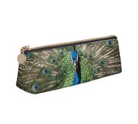 WXWJSHMGC The Peacock Trousse à crayons en cuir avec motif de paon - Trousse à crayons portable de grande capacité pour l'école secondaire
