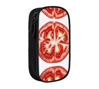 WXWJSHMGC Tomato Slice Trousse à crayons double couche avec fermeture éclair - Tissu durable pour stylos - Idéal pour les étudiants, Noir , Taille unique, Trousse de beauté