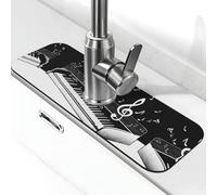 WXWJSHMGC Touches de piano avec notes de musique imprimées, protection anti-éclaboussures pour évier de cuisine, tapis de séchage absorbant, tapis d'évier, pour robinets de cuisine, comptoirs