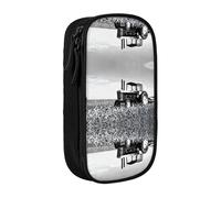 WXWJSHMGC Tracteur Agriculture Tranquil Print Grande Capacité Double Couche Trousse avec Fermeture Éclair - Tissu Durable Pochette Scolaire pour Stylos - Idéal pour les étudiants, Noir , Taille unique
