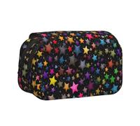 WXWJSHMGC Trousse à crayons avec imprimé étoiles colorées - Trousse de rangement portable double couche pour enfants, filles, garçons et adultes