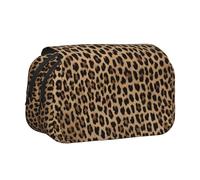 WXWJSHMGC Trousse à crayons avec imprimé léopard sauvage - Trousse de rangement portable double couche pour enfants, filles, garçons et adultes, Noir , Taille unique, Trousse de beauté