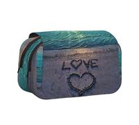 WXWJSHMGC Trousse à crayons avec imprimé Love Beach - Trousse de rangement portable double couche pour enfants, filles, garçons et adultes