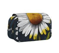 WXWJSHMGC Trousse à crayons avec imprimé marguerite illustrée - Trousse de rangement portable double couche pour enfants, filles, garçons et adultes