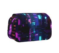 WXWJSHMGC Trousse à crayons avec imprimé Neon City - Trousse de rangement portable double couche pour enfants, filles, garçons et adultes