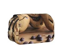 WXWJSHMGC Trousse à crayons avec imprimé pépites de chocolat - Trousse de rangement portable double couche pour enfants, filles, garçons et adultes, Noir , Taille unique, Trousse de beauté