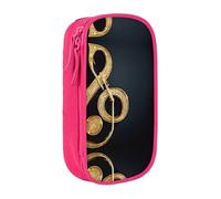 WXWJSHMGC Trousse à crayons avec motif note de musique dorée avec étoile brillante tombée, grande capacité, double couche avec fermeture éclair, tissu durable, idéal pour les étudiants, rose, Taille