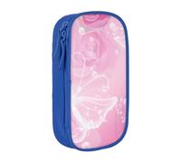 WXWJSHMGC Trousse à crayons double couche avec fermeture éclair - En tissu durable - Motif papillon rose et blanc - Idéale pour les étudiants, bleu, Taille unique, Trousse de beauté