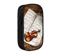 WXWJSHMGC Trousse à crayons double couche avec fermeture éclair - En tissu durable - Motif papillons et violoncelle - Idéale pour les étudiants, Noir , Taille unique, Trousse de beauté
