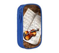 WXWJSHMGC Trousse à crayons double couche avec fermeture éclair - En tissu durable - Motif papillons et violoncelle - Idéale pour les étudiants, bleu, Taille unique, Trousse de beauté