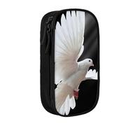 WXWJSHMGC Trousse à crayons double couche avec fermeture éclair - Tissu durable - Idéale pour les étudiants - Imprimé colombe volante, Noir , Taille unique, Trousse de beauté