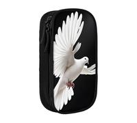 WXWJSHMGC Trousse à crayons double couche avec fermeture éclair - Tissu durable - Idéale pour les étudiants - Imprimé colombe volante, Noir , Taille unique, Trousse de beauté