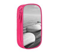 WXWJSHMGC Trousse à crayons double couche avec fermeture éclair - Tissu durable - Motif pierres zen grises - Idéale pour les étudiants, rose, Taille unique, Trousse de beauté