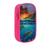 WXWJSHMGC Trousse à crayons double couche avec fermeture éclair - Tissu durable - Motif tortues de mer - Idéale pour les étudiants, rose, Taille unique, Trousse de beauté