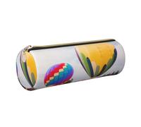 WXWJSHMGC Trousse à crayons en cuir avec fermeture éclair et imprimé montgolfière pour l'école, le travail, le bureau, doré, Taille unique, Trousse de beauté